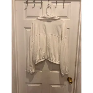 Old Navy SoComfy Terry Quarter‎ Button Pullover Cream Cropped Sweatshirt Large thumbnail 5