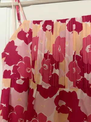 Flowy Floral Maxi Dress in Pink and Cream thumbnail 2