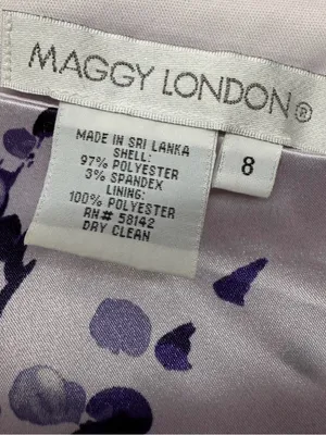 Maggy London One-Shoulder Satin Sheath Dress Floral Lavender Purple Size 8 thumbnail 2