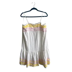 Lisa Marie Fernandez Target Dress Womens M White Ric Rac Summer Linen Blend Mini thumbnail 3
