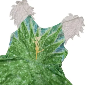 Tinkerbell Green Fairy Dress With Leafy wing Sleeves & Sparkling Small thumbnail 5
