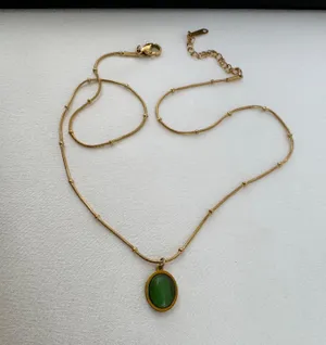 Green Crystal Pendant Necklace for Women thumbnail 6