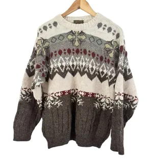 Noba Vintage Italian Wool Blend Fair Isle Crewneck Sweater Women’s Size Large thumbnail 1