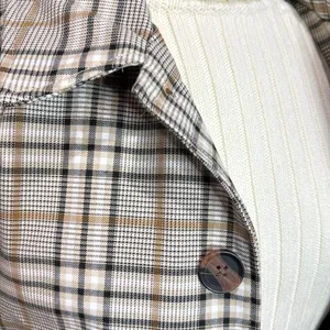 J. Ferrar Brown/White/Black Plaid Trench Coat Size L NWT thumbnail 2