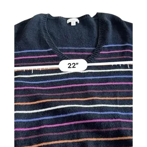Allison Joy Evereve Multi Striped V-Neck Sweater Womens Colorful Knit Pullover thumbnail 6
