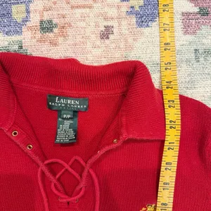 VTG Lauren Ralph Lauren Polo Sweater XS Petite Red Preppy Old Money Crest Logo thumbnail 6