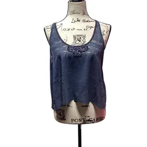 Free People cropped Retro Boho lace tank Blue. Size XS thumbnail 8