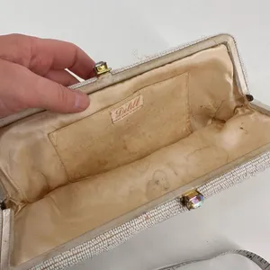 Vintage‎ Beaded iridescent Delill handbag clutch bag made in Belgium white thumbnail 9
