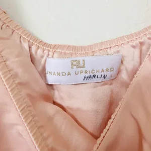Amanda Uprichard Silk Strapless Ruffle Drawstring Romper Blush Pink Size L thumbnail 5