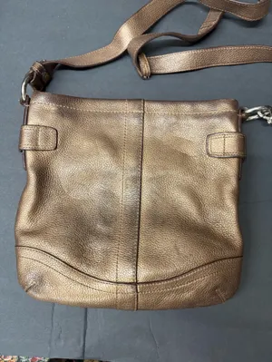 Coach Metallic Bronze Leather Shoulder Bag with Chain Detail thumbnail 6