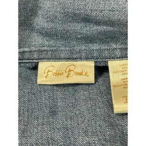 VTG 90s Bobbie Brooks Embroidered Floral Mixed Denim Shirt Button Up L Boho thumbnail 7