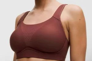 Lululemon Run Times Sports Bra size 34D red Merlot active wear Athleisure yoga thumbnail 1