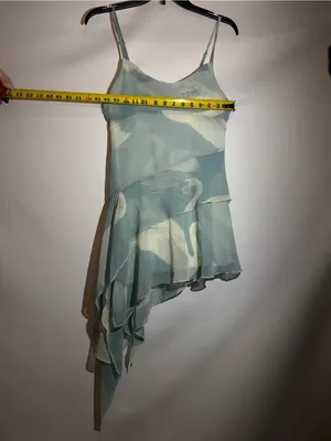 Kimchi Blue Angie Light Blue & Cream Chiffon Asymmetrical Mini Slip Dress S thumbnail 6