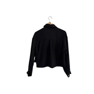 Adrianna Papell Women Oversized Black Cropped Utility Shirt Sz Small thumbnail 2