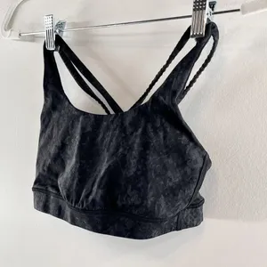 Lululemon Energy Sports Bra Criss Cross Back Yoga Sequin Snake Slate Black 4 thumbnail 7