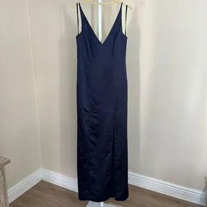 After Six Size 8 Draped Cowl-Back Princess Line Dress Front Slit Midnight thumbnail 3