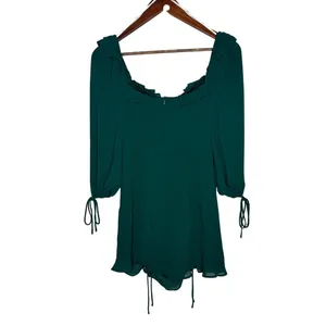 NWT Lulus It Happened in Dublin Forest Green Ruched Lace-up mini dress Sz XS‎ thumbnail 8