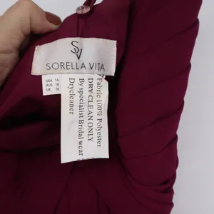 Sorella Vita Burgundy Chiffon Pleated V-Neck Maxi Bridesmaid Dress Mens Size 14 thumbnail 3