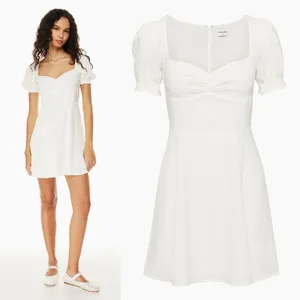 Aritzia Sunday Best 4 Tinsley Sweetheart Mini Dress White Puff Sleeve Fit Flare thumbnail 3