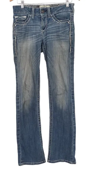 Ariat Real Denim Womens 28R Medium Wash Straight Leg Embroidered Jeans thumbnail 1