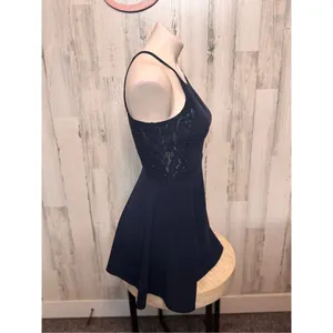 Speechless Navy Halter Lace Skater Dress Size 3 thumbnail 3