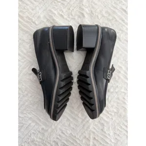 Bernardo Selma Black Leather Lug Sole Penny Loafers Chunky Stacked Heel Academia thumbnail 5