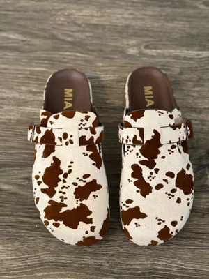 MIA Gipsy Cow Print Buckle Clog Mules Size 7.5 thumbnail 7