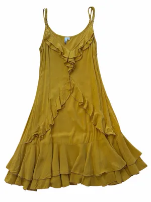 Skemo Basics Flamenco Ruffle Midi Dress - Mustard Yellow thumbnail 1