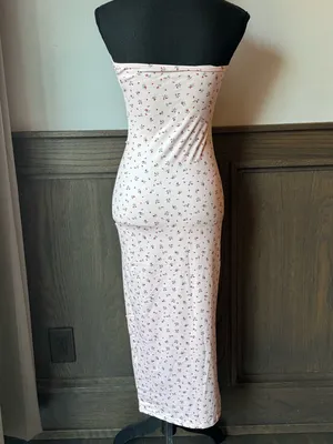Milumia Strapless Pink Floral Midi bodycon Dress NWT Small thumbnail 4