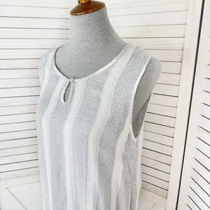 Natural Impressions Striped Muslin Swim Cover Maxi Dress White Medium‎ thumbnail 5