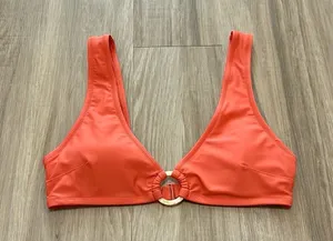 Aerie Tortoiseshell Ring Wide Straps Beach Scoop Bikini Top Sz L thumbnail 1