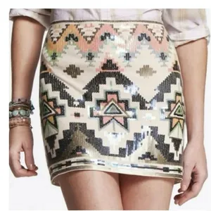 Express Pastel Sequin Skirt EUC thumbnail 2