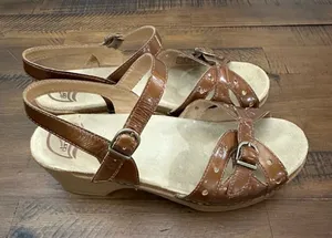 Dansko Brown Leather‎ Mary Jane Open Toe Platform Sandals Size 39 US 8.5-9 thumbnail 1