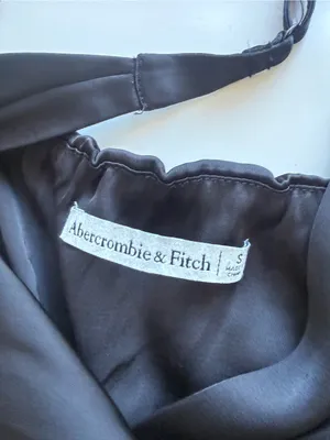 Abercrombie & Fitch Satin Draped Midi Dress Black Size Small thumbnail 6