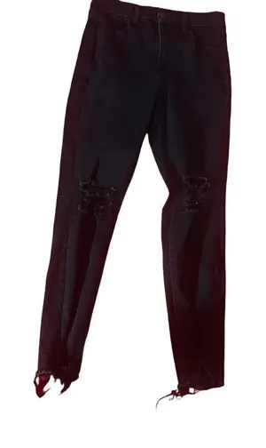 American Eagle "The Dream‎ Jean" Curvy Super Hi- Rise Distressed Black Jegging 4 thumbnail 1