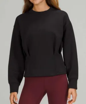 Lululemon Gathered Waist Crew Pullover black top thumbnail 1
