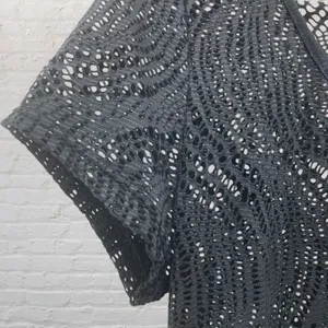 Alexa & Stella Black Crochet Mesh Swim Cover-Up Dress L Beachy Summerdress Chic thumbnail 8