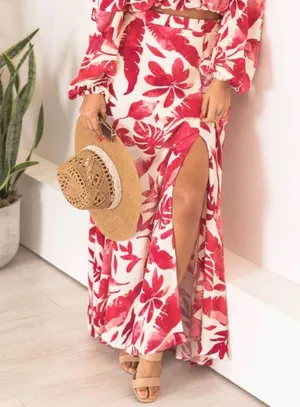 Pink Lily Passport To Paradise Pink/White Printed Maxi Skirt Size S thumbnail 2