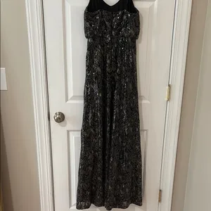 Lulu’s Black and Silver/Gold Sequin Evening Dress thumbnail 5