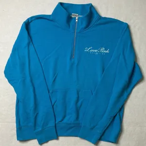 PINK Victoria's Secret Love Pink 1/4 Zip Sweatshirt Blue Large thumbnail 1