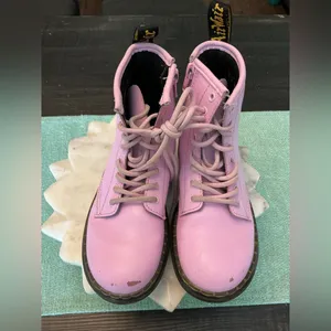 Dr. Martens 1460 Youth Pink Lace Up Combat Boots Side Zip Size 1 US thumbnail 6