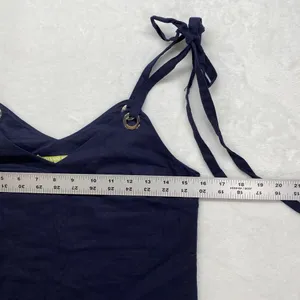 Gianni Bini Navy‎ Blue Nancy Sundress Linen/Cotton Strap Ties Grommet Size XS thumbnail 2