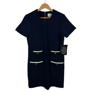 NWT Tuckernuck Francoise Dress Small Navy Knit Shift Old Money‎ Preppy Classic thumbnail 2