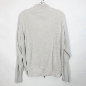 Norm Thompson Full Zip Cotton Ribbed Cream Sweater Size Medium thumbnail 6
