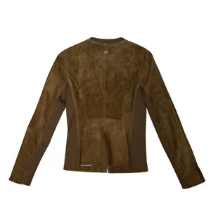 Soia & Kyo Brown Suede‎ Zip Jacket Ribbed Knit Slim Fit XS Chic Moto Minimalist thumbnail 2