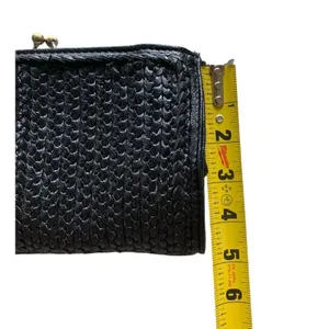 Anthropologie Clutch Bag Womens OS Black Woven Kiss Lock Retro Boho Academia thumbnail 8