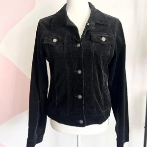 Black Corduroy Jacket Women's Vintage 90s 2000s Y2K 2000s Grunge‎ Retro Large thumbnail 2