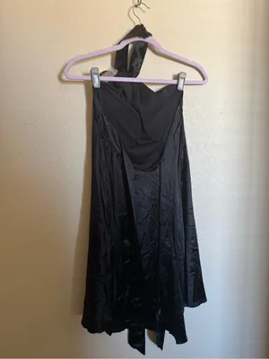 Klassy‎ Network Halter Satin Mini Dress Sz L NEW Bra-free Party thumbnail 6