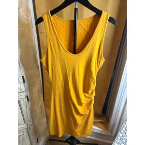Athleta Womens Yellow Ruched Sleeveless Sheath Dress Medium Cotton‎ Modal Blend thumbnail 4