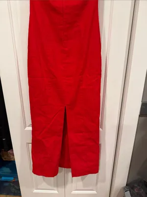 White‎ Fox champagne high halter Boutique Red Halter Maxi Dress medium nwt thumbnail 5